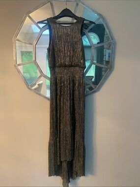 Banana Republic Metallic Black High-Low Sleeveless Dress